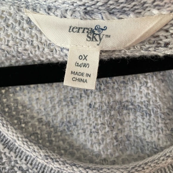 Terra & Sky Women's Gray blue knit slouchy Sweater size 0X (14w) winter chic - Picture 5 of 6